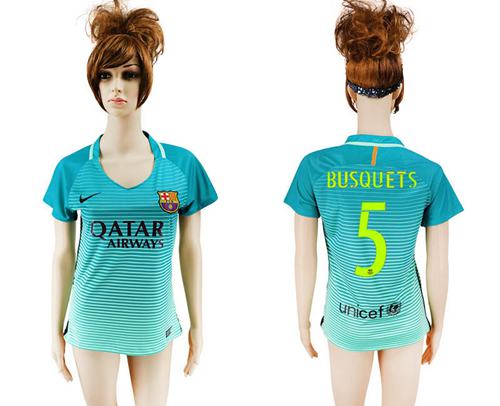 Women's Barcelona #5 Busquets Sec Away Soccer Club Jersey